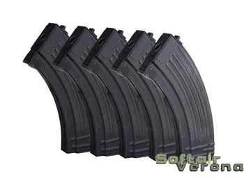 E&L - Set 5 Caricatore Monofilare da 120 bb Per Fucile AK - Black - EL-47X5